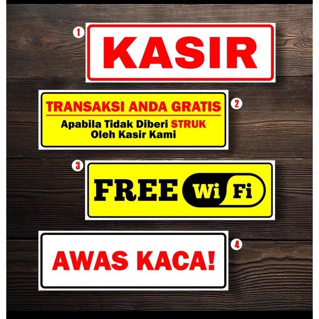 Jual STIKER kasir Free wifi Awas Kaca 7,5x23cm . sign Rambu k3 safety ...
