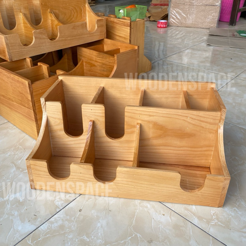 Jual Rak Kopi Kayu Estetik isi 7 Rak Paper Cup Rak Kayu Tempat Kopi dan ...