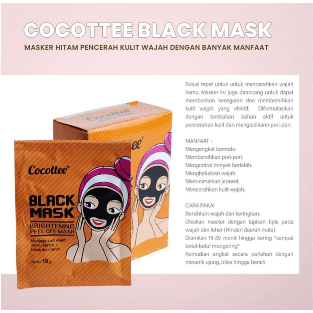 [UNIK88] Sachet Cocottee Black mud Face Mask BPOM / Brightening Peel Off Mask (1 pcs) | AutoStock