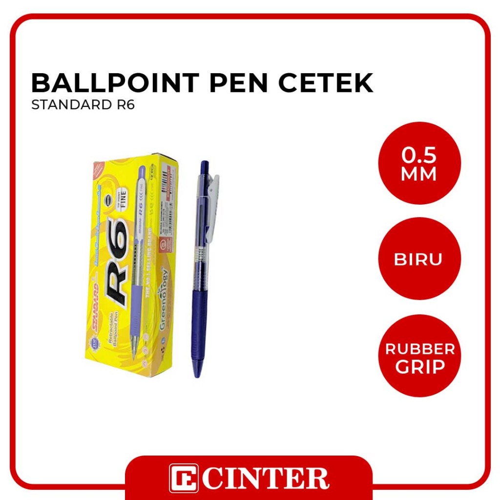 Jual STANDARD - PENA KLIK / PULPEN CETEK / RETRACTABLE BALLPOINT R6 ...