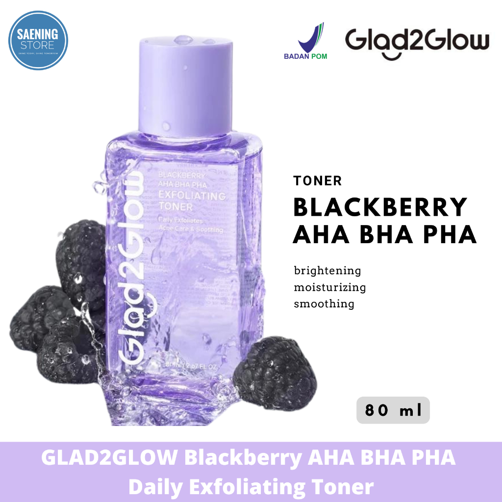 Jual Glad2Glow Blackberry AHA BHA PHA Daily Exfoliating Toner | Gently ...
