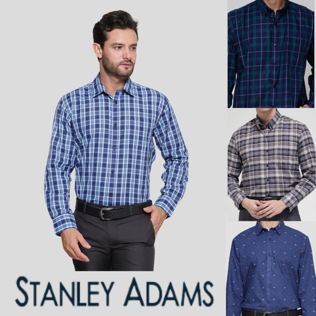 Stanley Adams Kemeja Texture Lengan panjang Micro Check main image 0