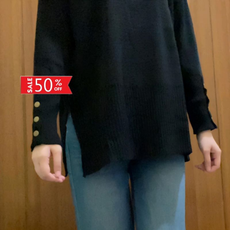 Jual atasan rajut blouse lengan berkancing inara sweater wanita ...