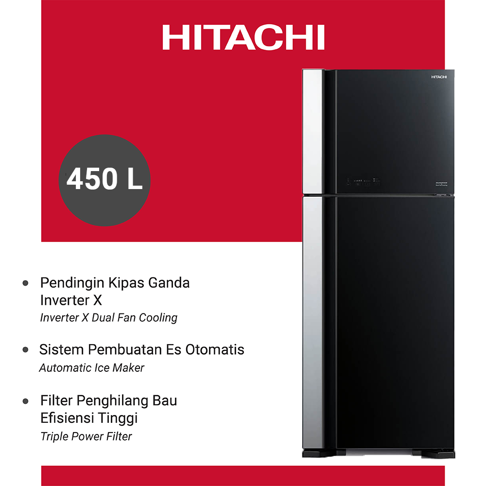 Jual HITACHI Kulkas 2 Pintu Besar Inverter 510 Liter R-V61PGD7 BBK ...