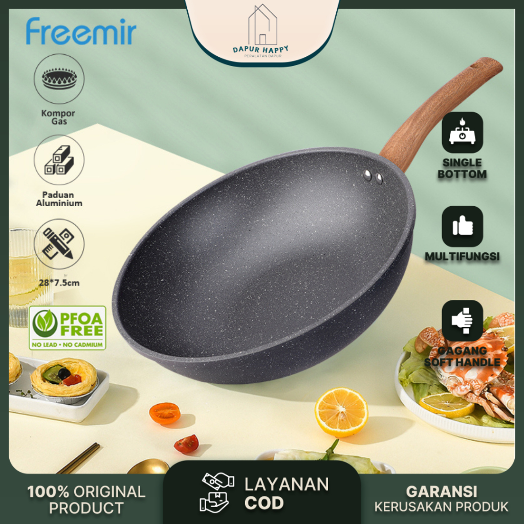 Jual [CLEARANCE SALE] freemir Wajan Anti Lengket 28cm Penggorengan Wok ...
