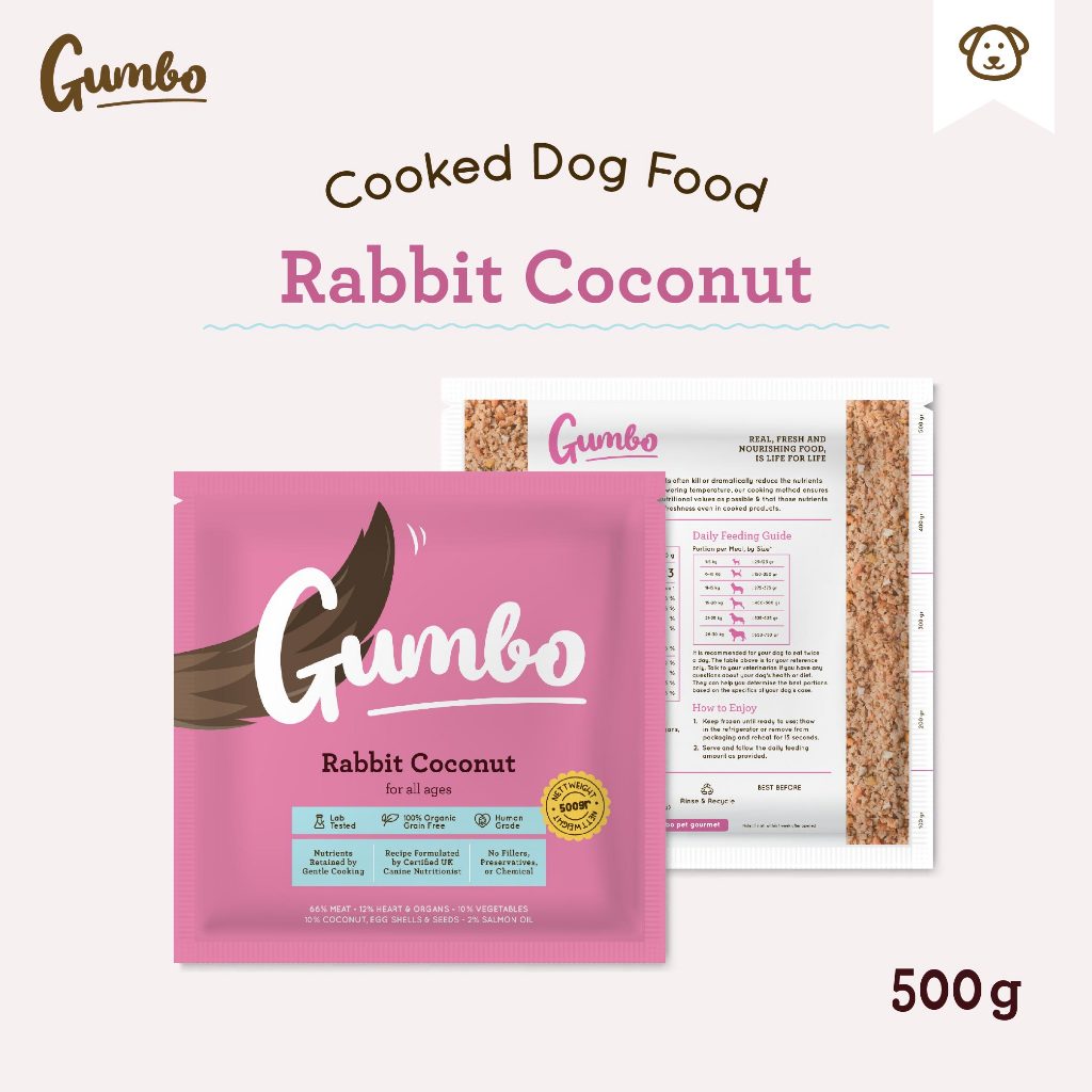 Jual GUMBO RABBIT COCONUT FRESH COOKED DOG FOOD MAKANAN ANJING ( 500gr ...