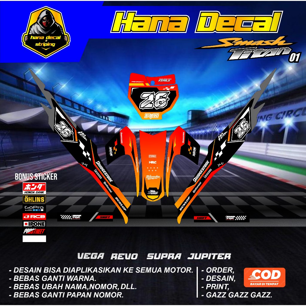 Jual (COD) Sticker Striping Suzuki Smash Titan MOTOR RBT BEBEK MODIF ...