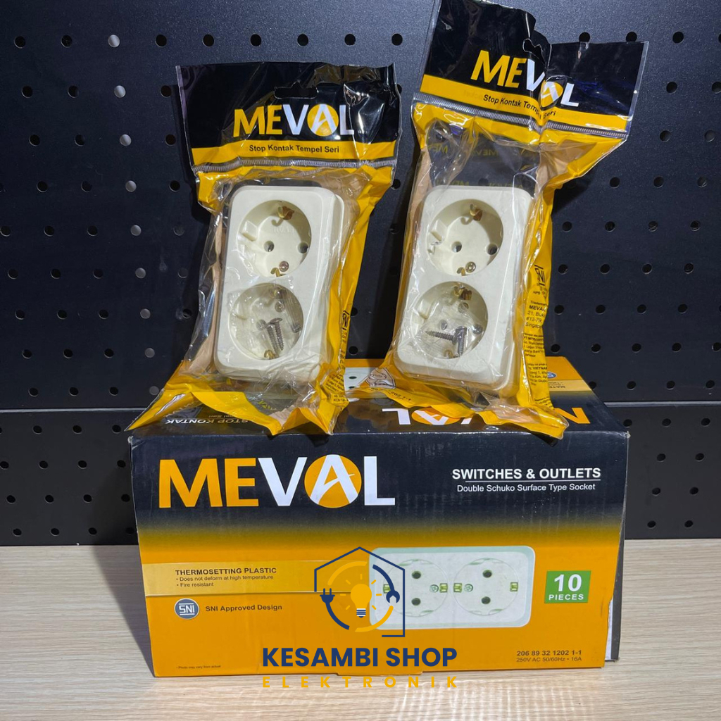 Jual MEVAL OB STOP KONTAK ARDE DOUBLE CREAM SOCKET OUTBOW 2 LUBANG 500 ...