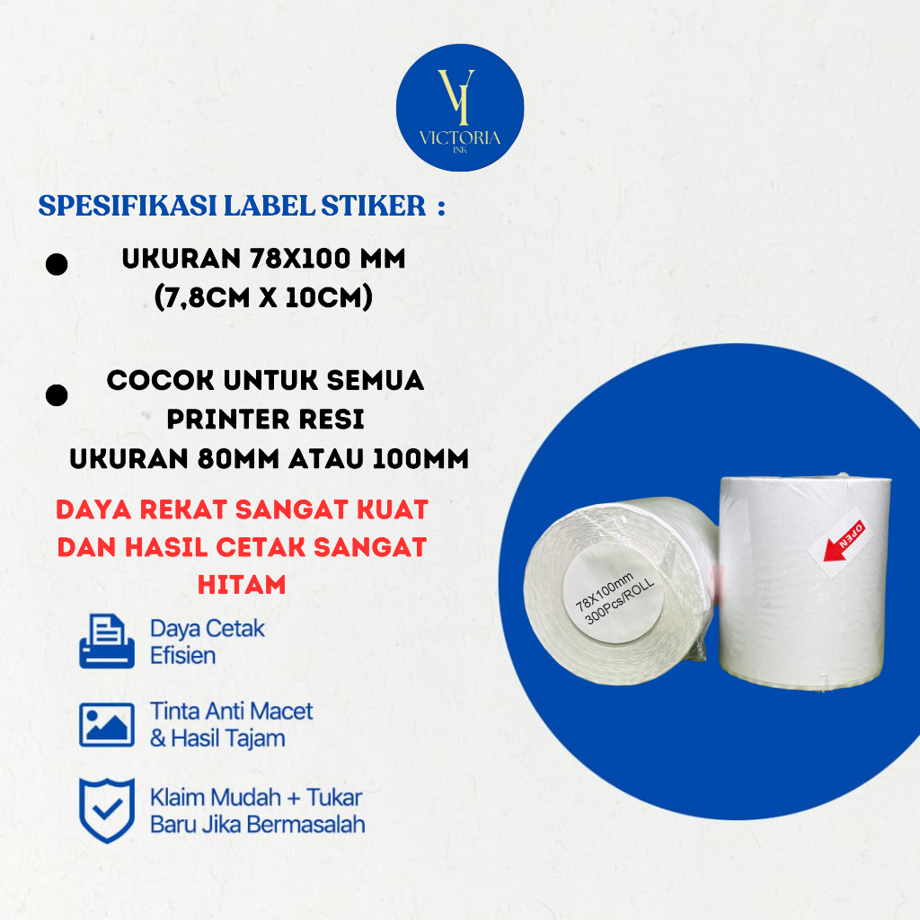 Jual Kertas Stiker Thermal Label Resi Online 78x100mm Kertas Resi ...