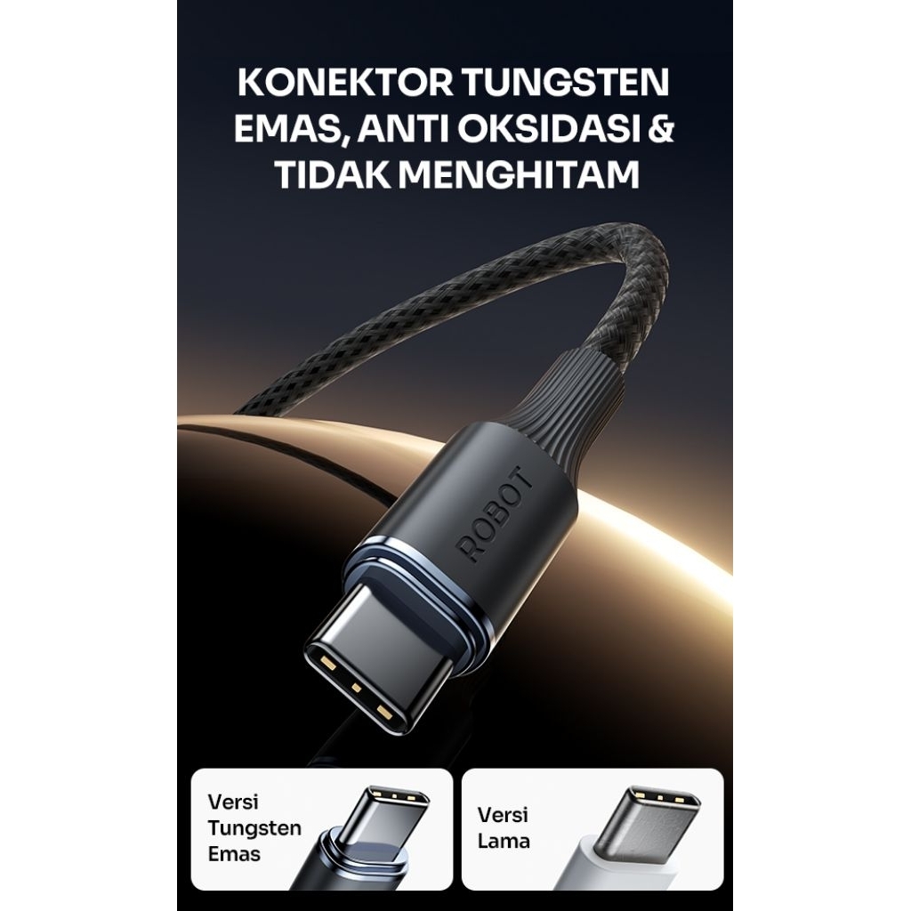 Jual [GARANSI] ROBOT RNCC100 Kabel Data Type-C To Type-C Super Fast ...