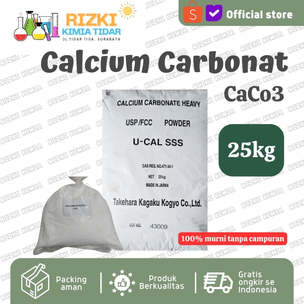 Jual Calcium Carbonate Kalsium Karbonat CaCO3 Food Grade 25 Kg | Shopee ...