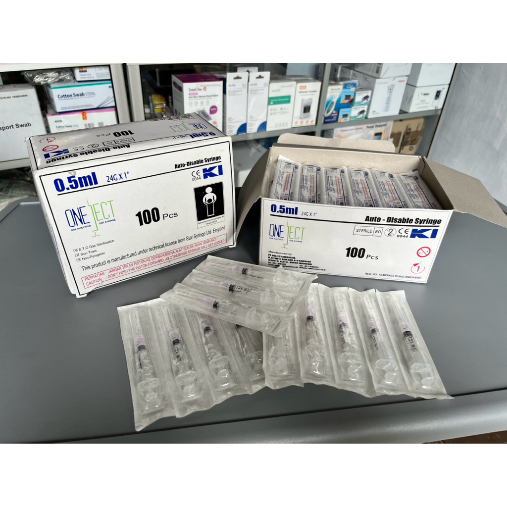 Jual ONEJECT Auto Disable Syringe 0,5 ml/Jarum Suntik/Spuit ONEJECT 0,5 ...
