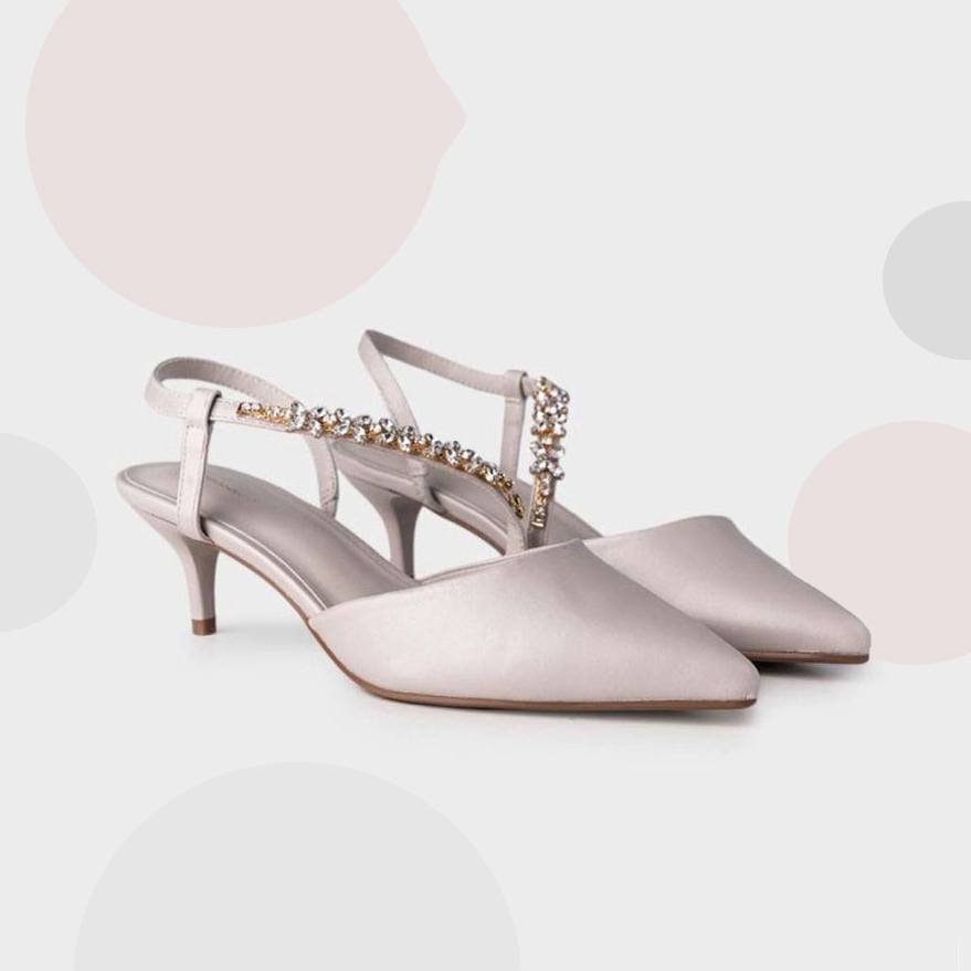 Nomor 40 41 42 43 44 45 High Heels Tali Mutiara Sepatu Pesta Pernikahan  Wanita Ukuran Jumbo Big Size A112