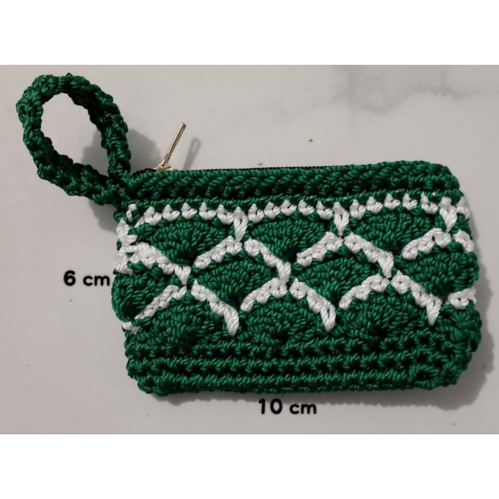 Jual dompet rajut mini gemoy motif kipas kombi Putih souvenir simpel ...