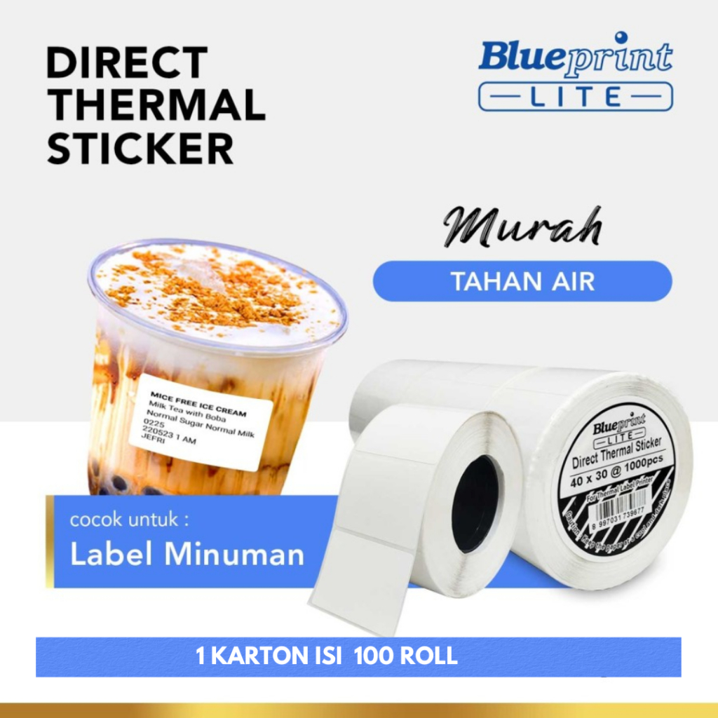 Jual Direct Thermal Sticker Label Barcode BLUEPRINT Stiker DTS LITE ...