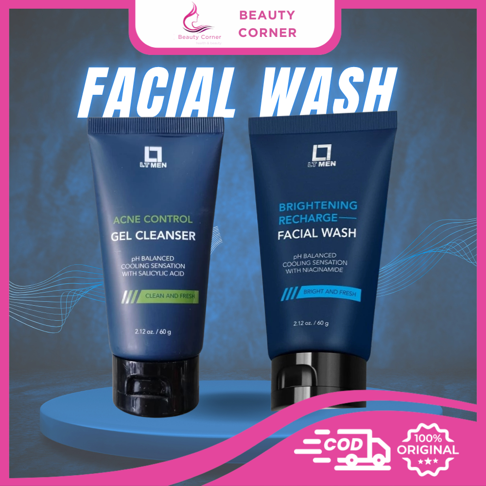 Jual LT Men Acne Control Gel Cleanser & Brightening Recharge Facial ...