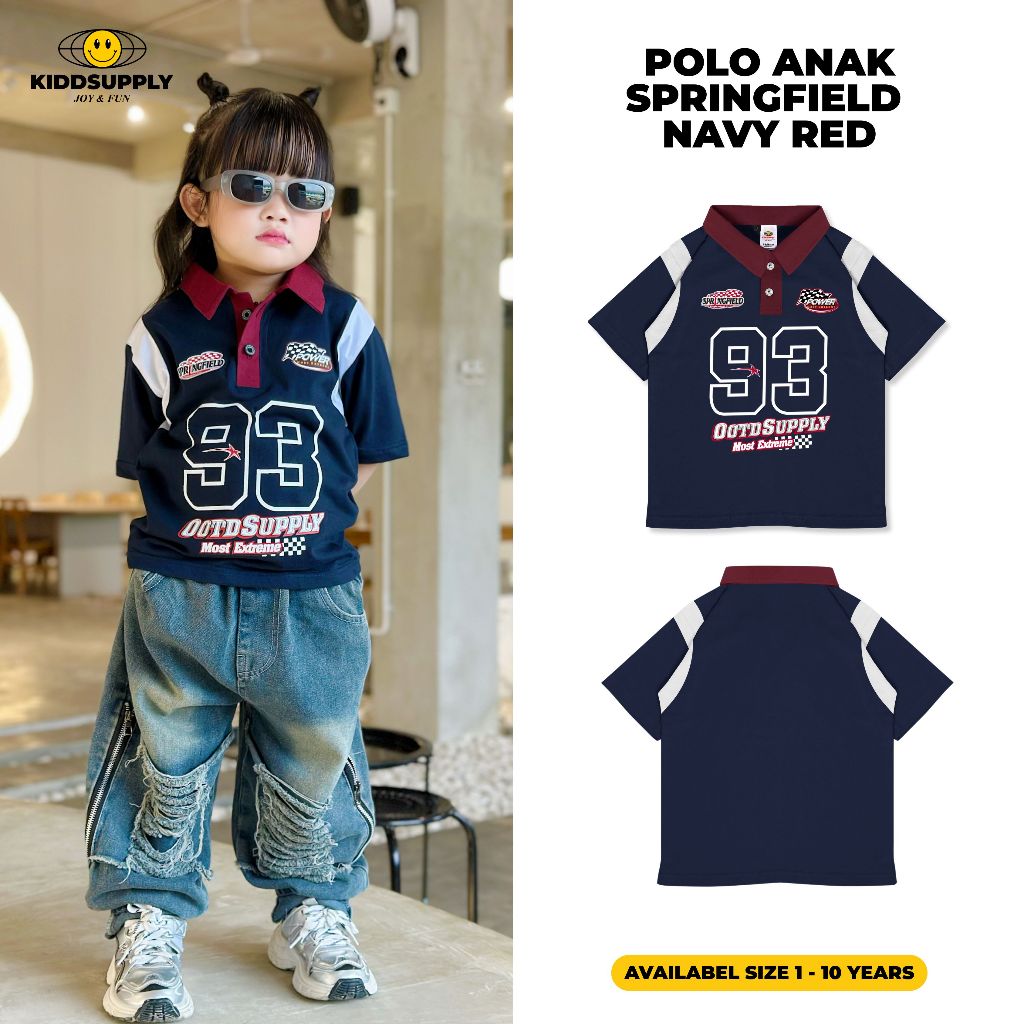 Jual KiddSupply Polo Rugby Shirt Springfield Navy Red l Kaos Anak ...