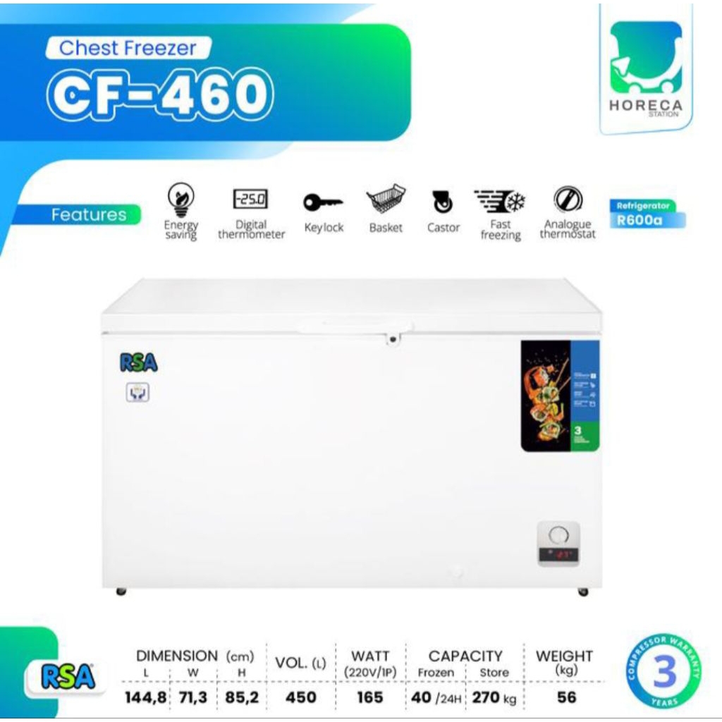 Jual BOX FREEZER RSA 400LITER CF-460 CHEST FREEZER RSA 400 LITER CF 460 ...