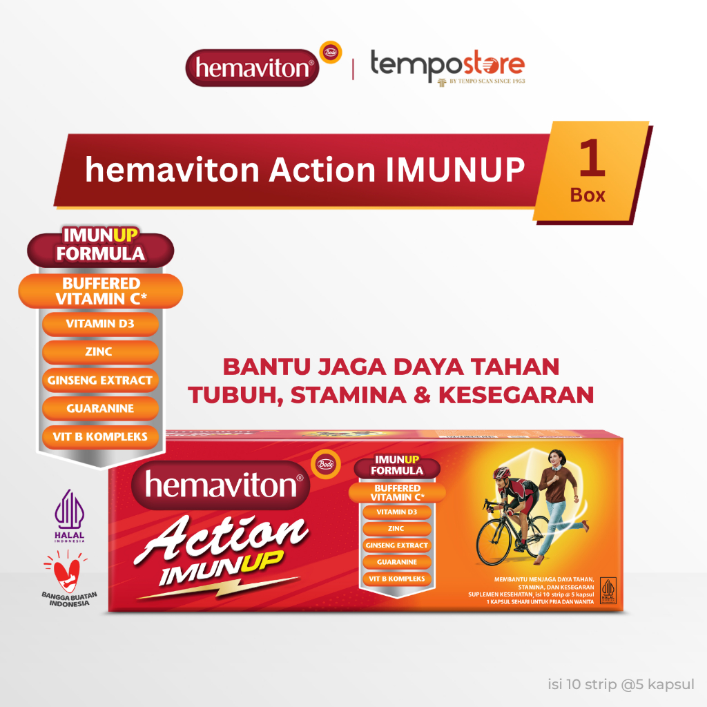 hemaviton Action ImunUp Multivitamin Kapsul Suplemen Kesehatan (1 Folding Box 10 Strip) [Exp : 12.2028]