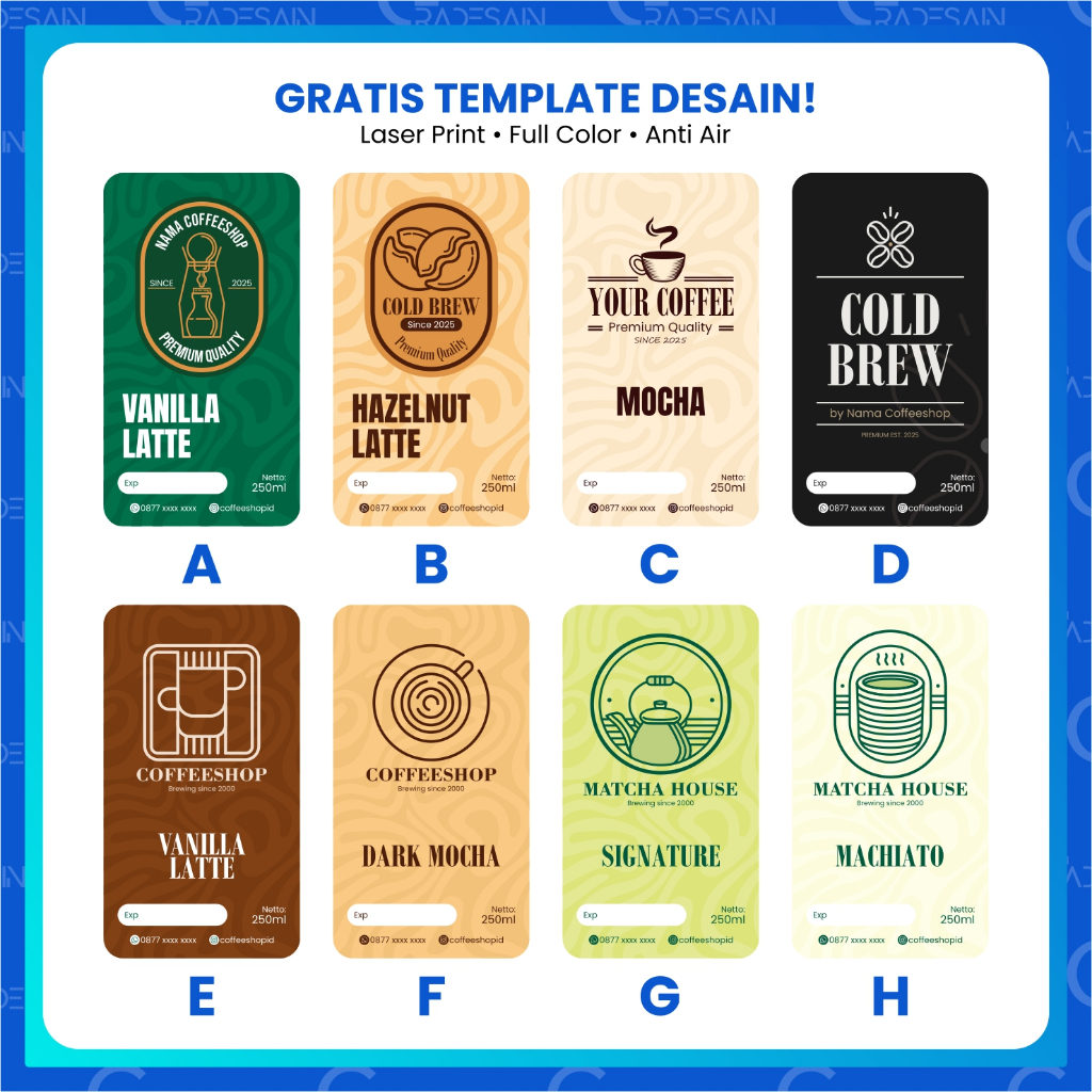 Jual Sticker Label Botol Minuman Anti Air | Label Kopi Premium Bahan ...