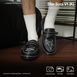 Voyagstuffofficial - Star Sora V1 Sepatu Penny Loafers Kulit Pria Black