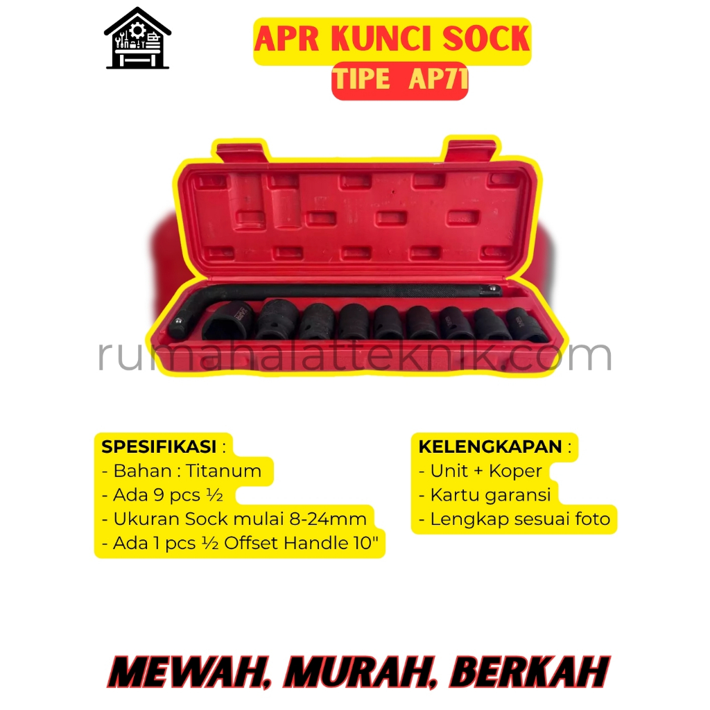 Jual APR KUNCI SOCK AP71 1/2INCH MATA SOK 8MM - 24MM CRMO TYPE AP71 ...