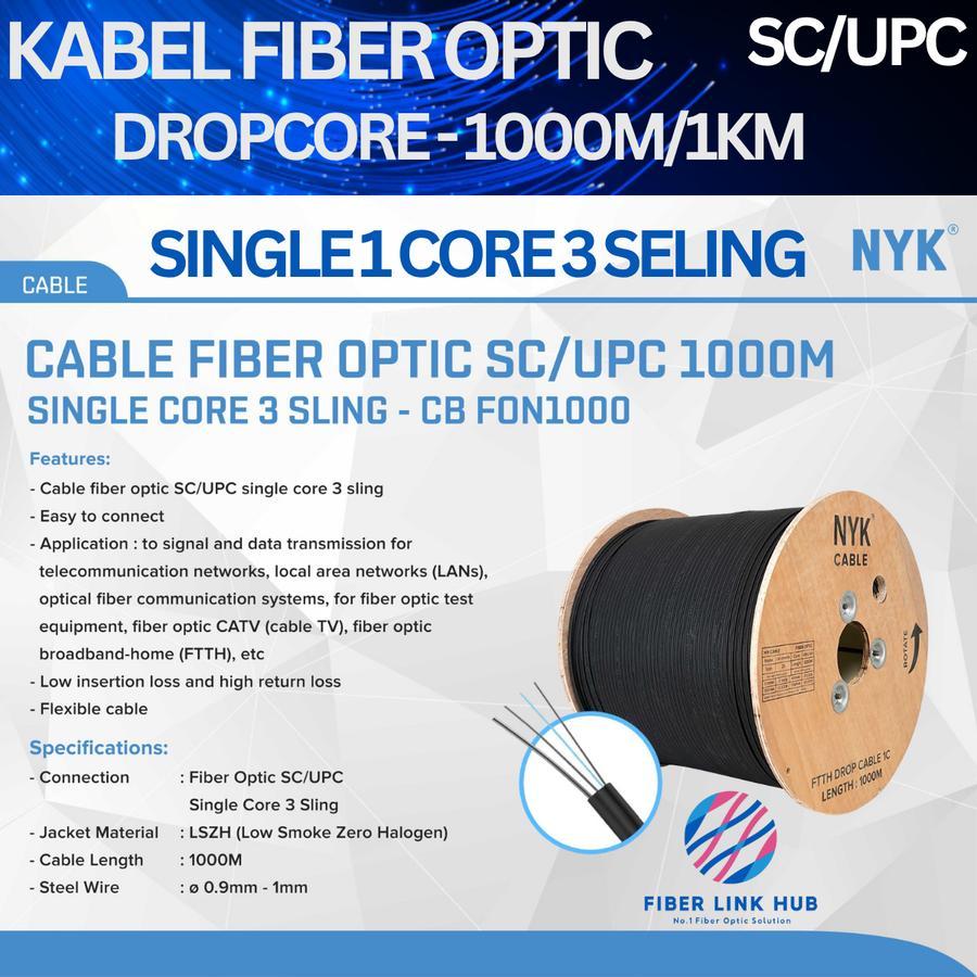 Jual Dropcore 1 Core 3 Seling Fiber Optik @1000 meter 1KM 0.9MM/1.0MM ...