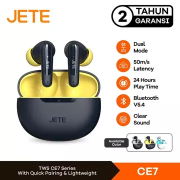 JETE CE2 TWS Earbuds Headset Bluetooth IPX5 Garansi 2 Tahun