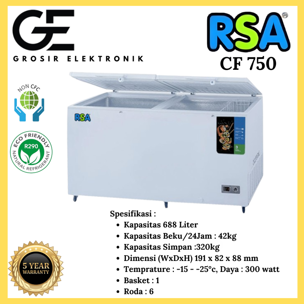 Jual FREEZER RSA CF 750H KAPASITAS 688 LITER GARANSI RESMI | Shopee ...
