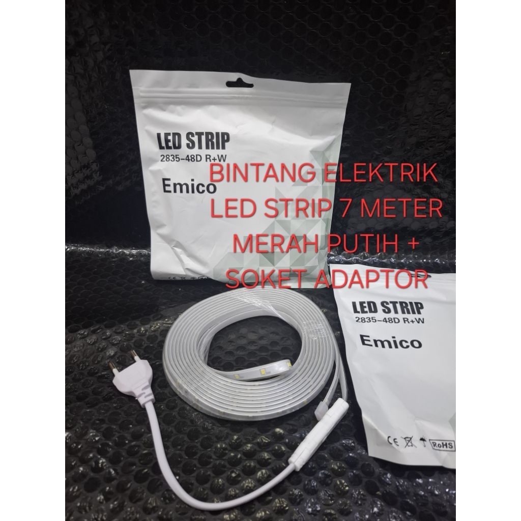 Jual Lampu LED strip merah putih 7 meter + soket EMICO 2835 | Shopee ...