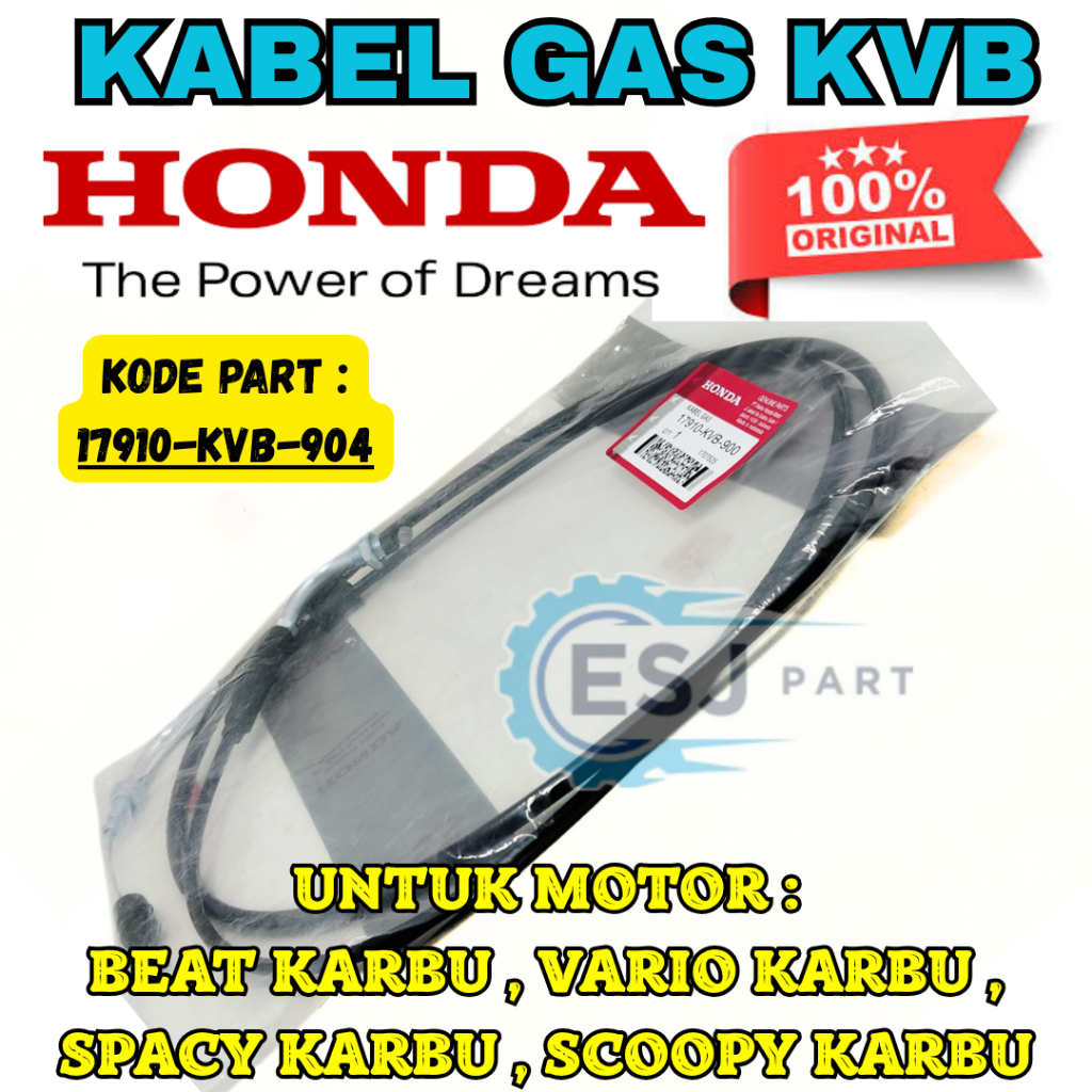 Jual ASLI ORIGINAL KABEL GAS KODE-KVB HONDA KVB UNTUK MOTOR Beat/Vario ...