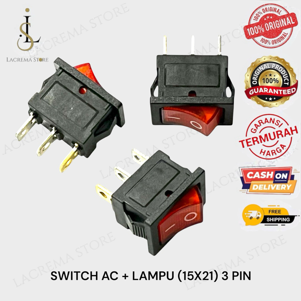Jual ROCKER SWITCH AC KECIL 15 X 21 PAKAI LAMPU 3PIN | SAKLAR ON OFF ...