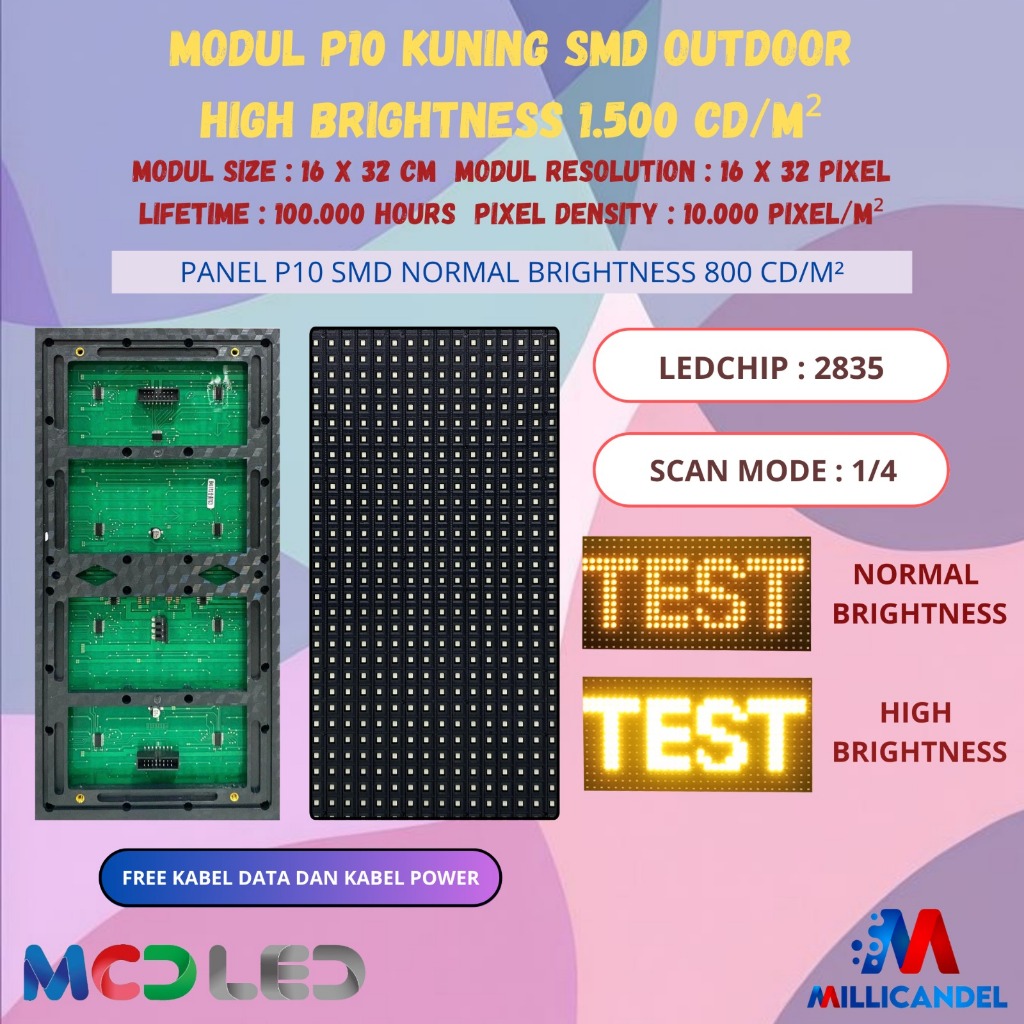 Jual PANEL MODUL MODULE P10 SMD KUNING MERAH PUTIH HIGH BRIGHTNESS ...