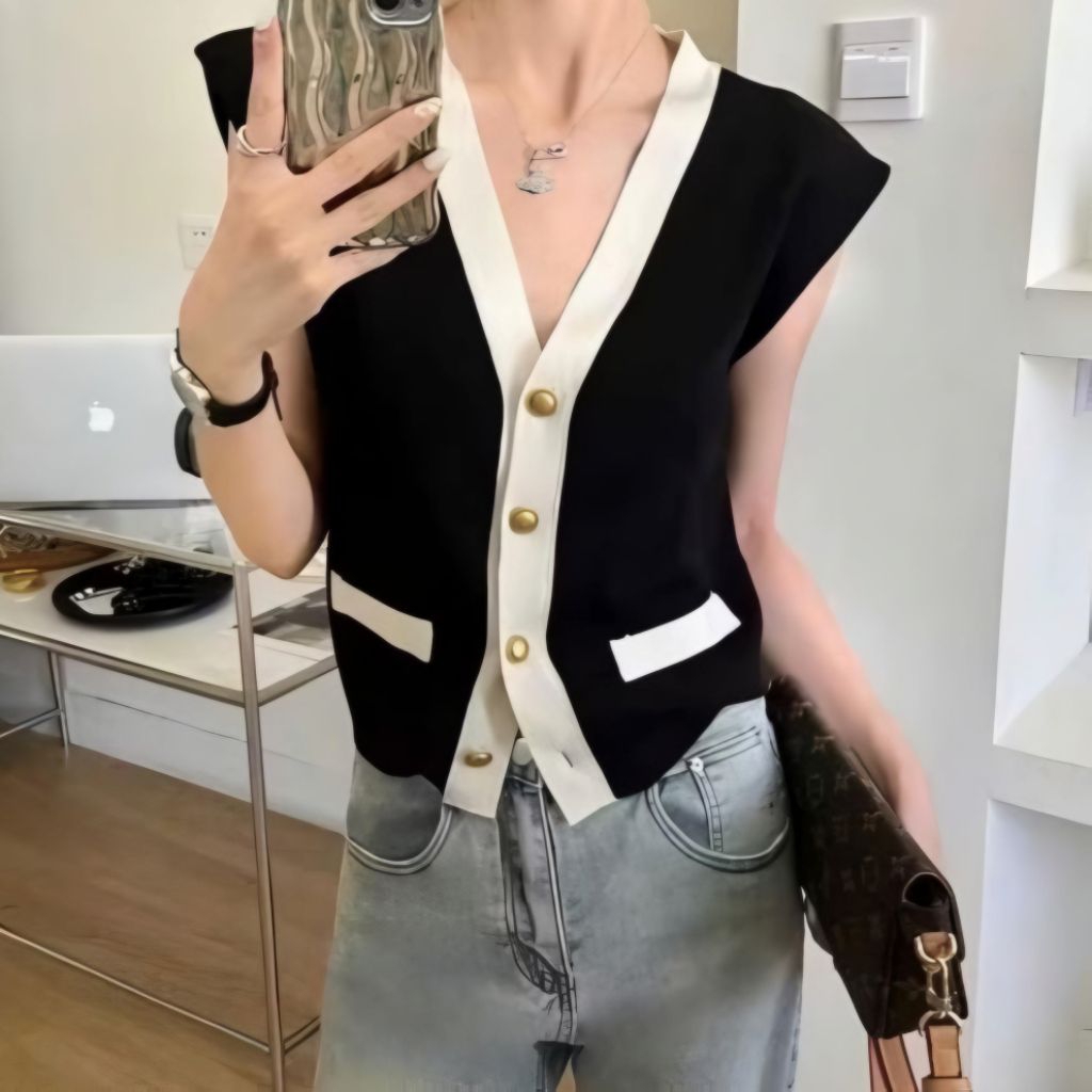 Jual Atasan Sweater - Vest Rompi Knite Rajut Kancing Premium Aktiv ...