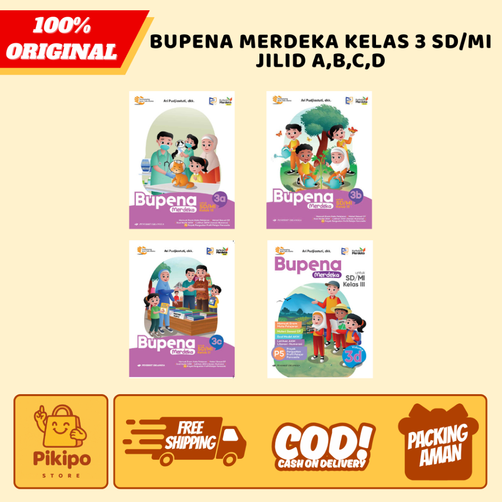 Jual BUPENA MERDEKA SD/MI KELAS 3 JILID 3A 3B 3C 3D KURIKULUM MERDEKA ...