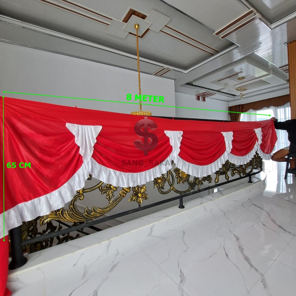 Jual BENDERA BACKGROUND RUMBAI MODEL PANGGUNG LIDAH 8 METER MERAH PUTIH ...