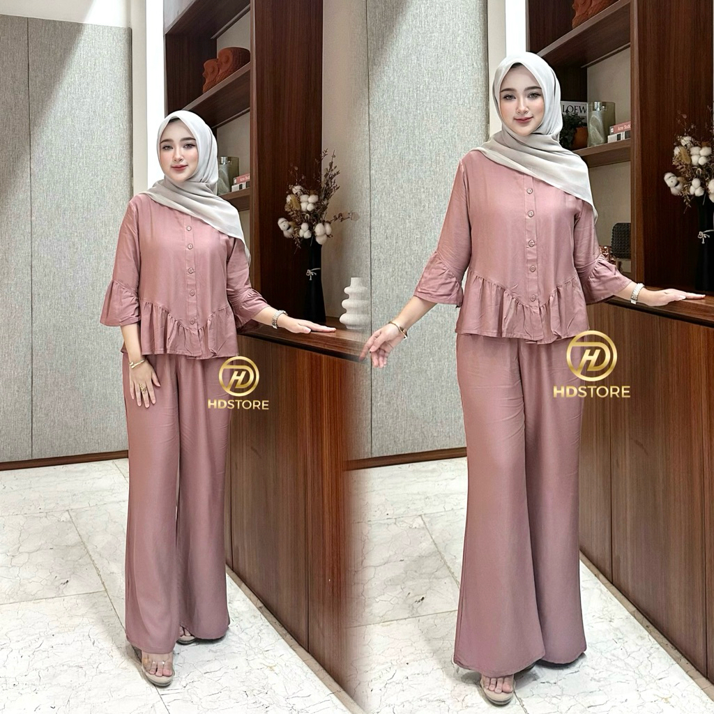 Jual Oneset Rayon Twill - Luna Set Celana Rayon Polos Oneset Wanita ...