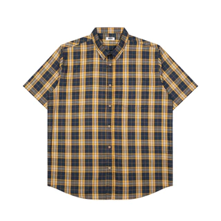 M231 Kemeja Pria Yarn Dyed Kotak Pendek Kuning 0723