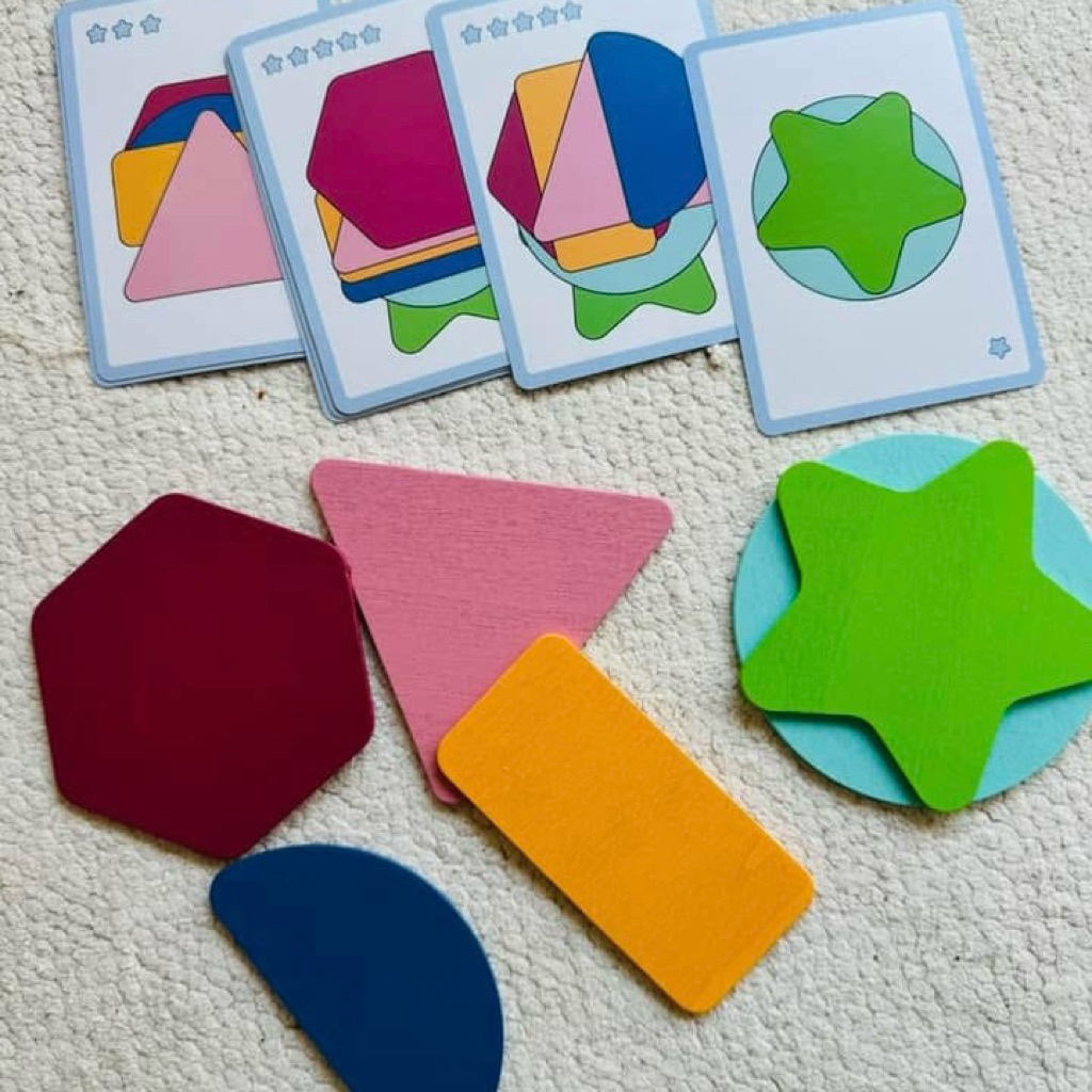 Jual montessori shape matching game logical thinking practice mainan ...