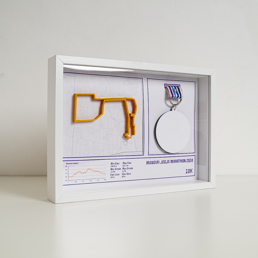 Jual track route map medal kit frame mandiri jogja marathon 2024 10k ...