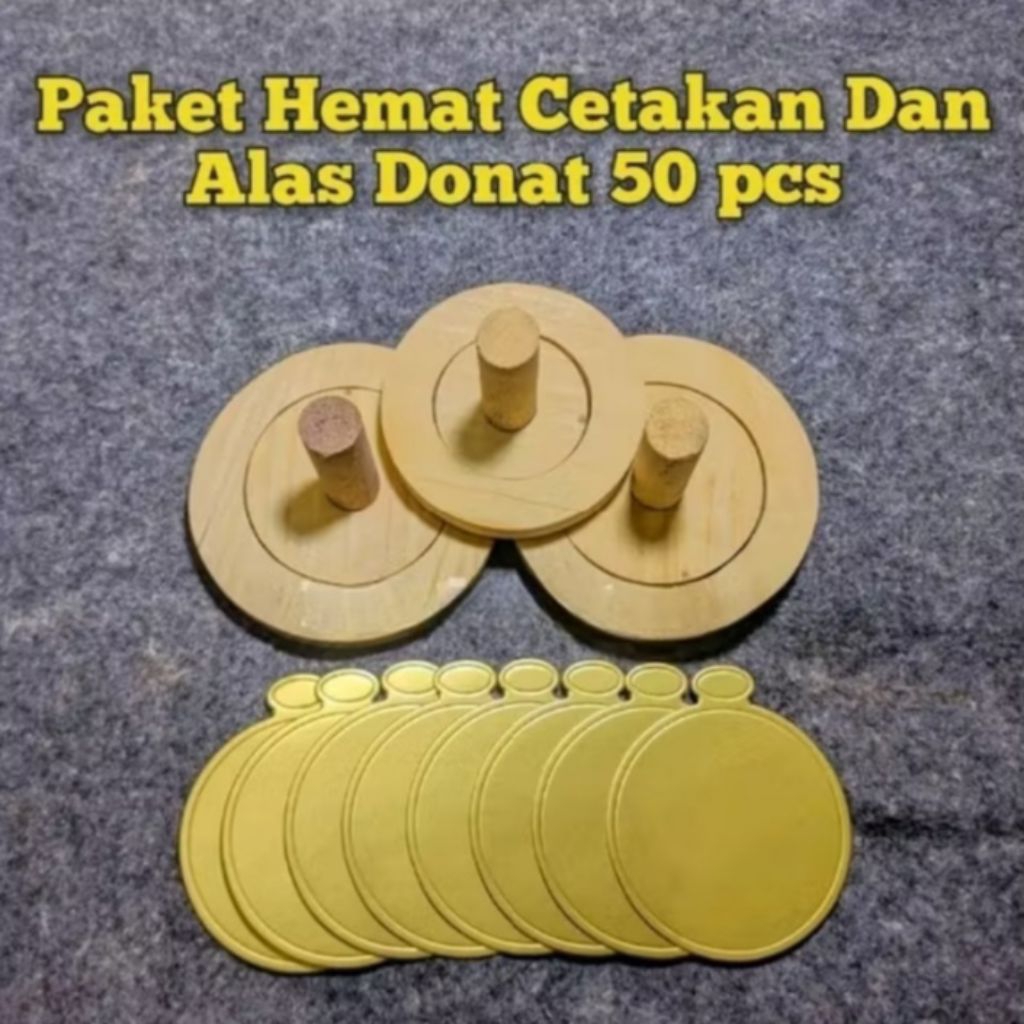 Jual PAKET HEMAT CETAKAN DONAT KAYU PLUS 50PCS ALAS DONAT | Shopee ...