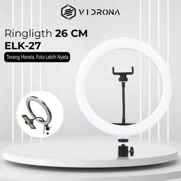 VIDRONA ELK 27 Ring Light 26cm Lampu Selfie LED Dengan Stand Untuk Make Up Live Streaming Vlog
