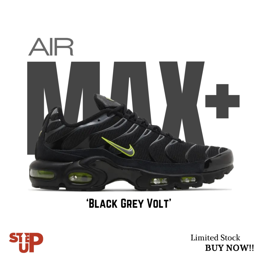 Sepatu Sneakers Nike TN Air Max Plus Black Grey Volt BNIB 100% Authentic