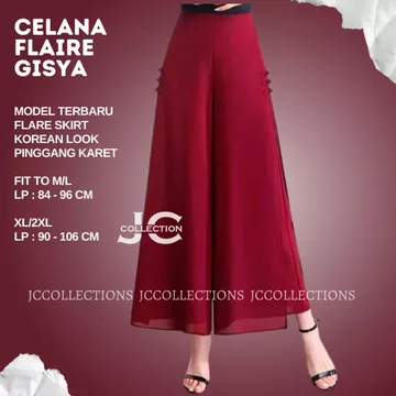 Celana Kulot Korea Style Wanita Dobel Layer Pita Celana Panjang Wanita Sifon Korean Style Vista