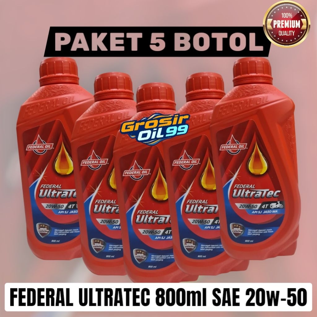 Jual Oli Federal Ultratec 800 ML ( 5 BOTOL ) SAE 20W-50 | Shopee Indonesia