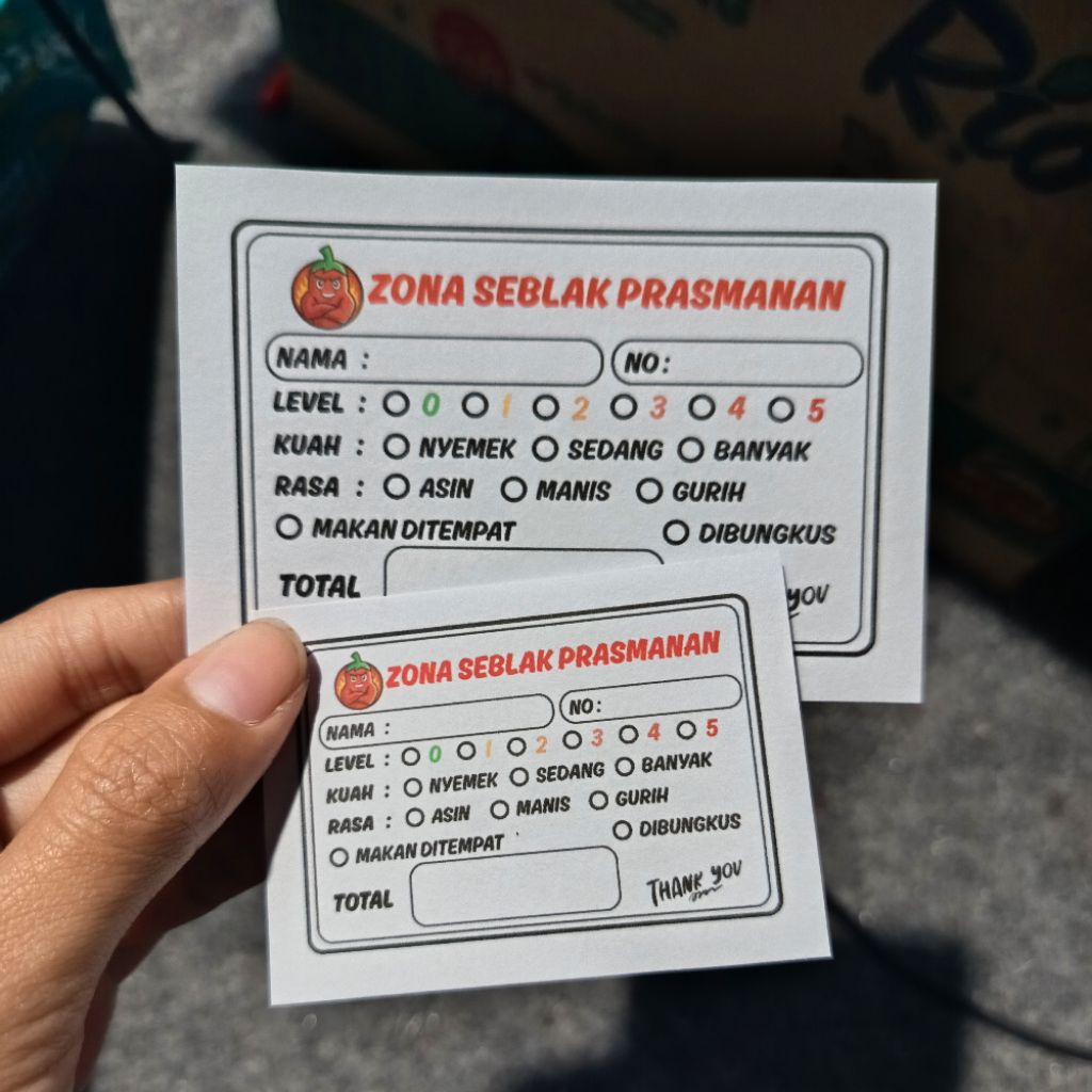 Jual [100pcs V3] Kertas order seblak prasmanan custom/ kertas pesan ...