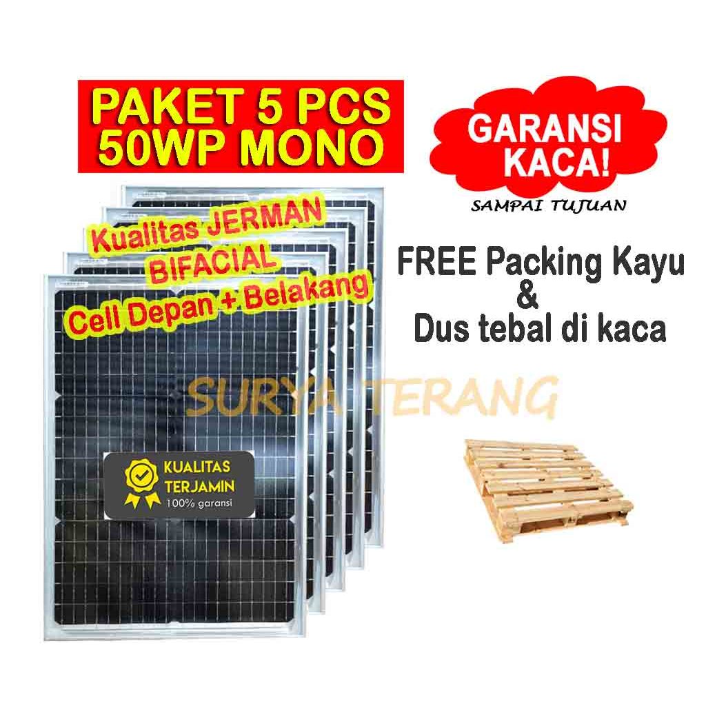 Jual Paket 5pcs Solar Panel Surya 50wp Mono FREE Packing Kayu | Shopee ...