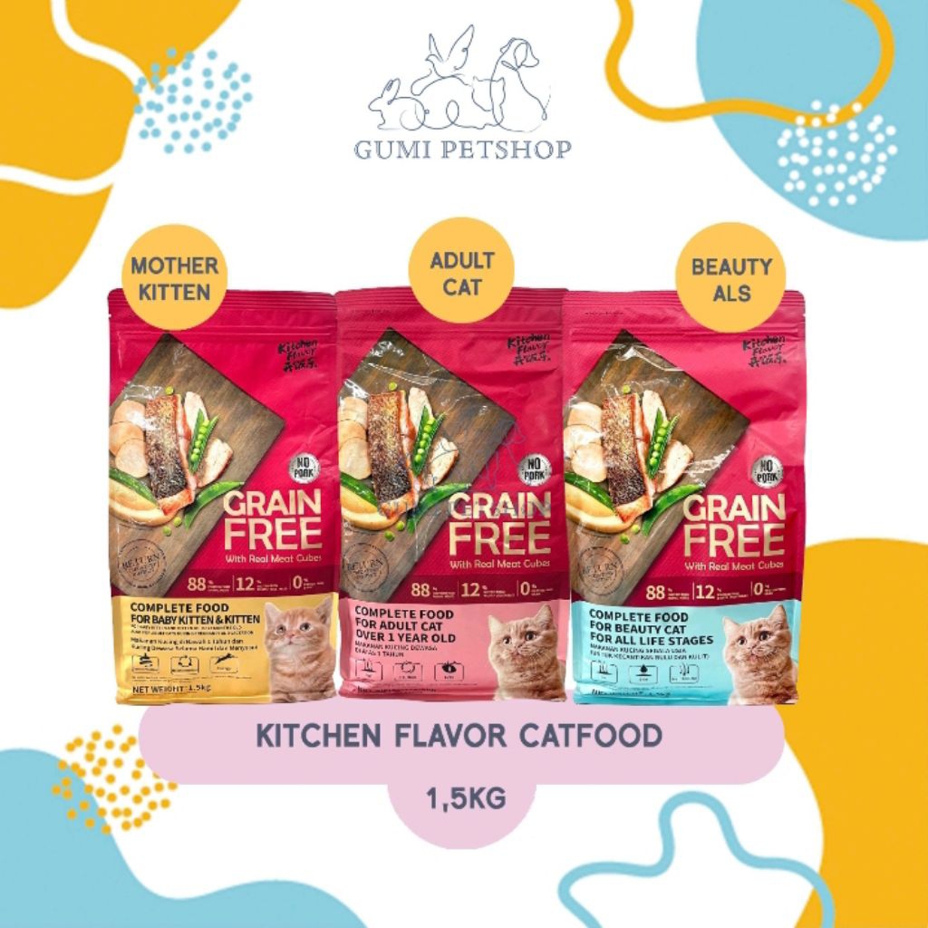 Jual KITCHEN FLAVOUR Grain Free Cat Food 1,5kg - All Varian / Makanan ...
