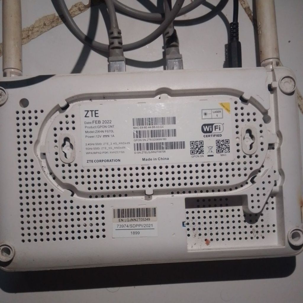 Jual Router ZTE F670L port biru ex Indihome lengkap adaptor, garansi ...