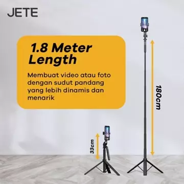 Tripod JETE H15 Tongsis Bluetooth Selfie Stick HP With Remote Garansi Resmi 2 Tahun